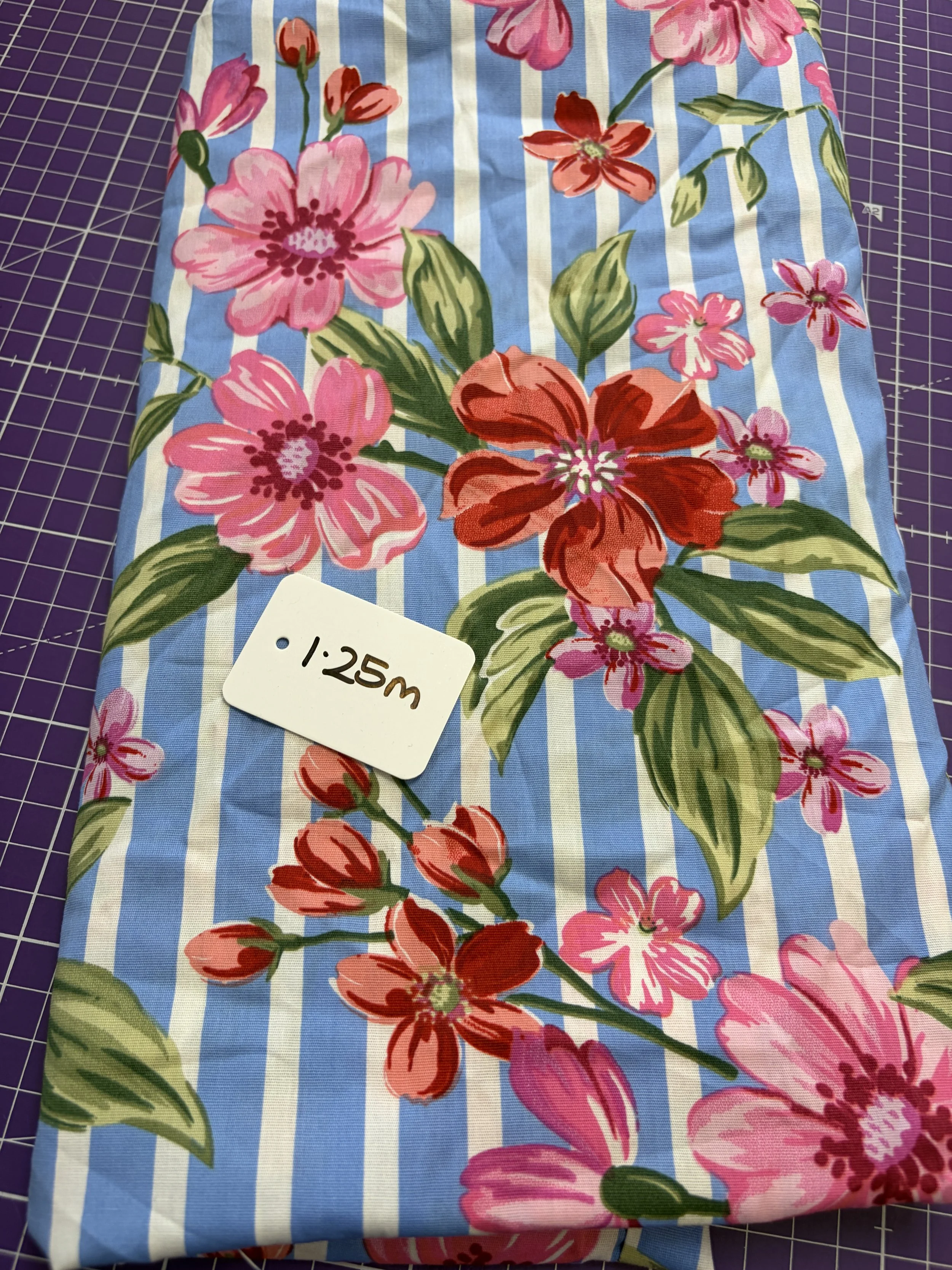1.25m Pink Ink & Petal Stripes — Stretch Cotton Print