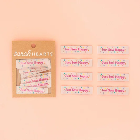Sarah Hearts - Just Sew Happy - Sewing Woven Clothing Label Tags