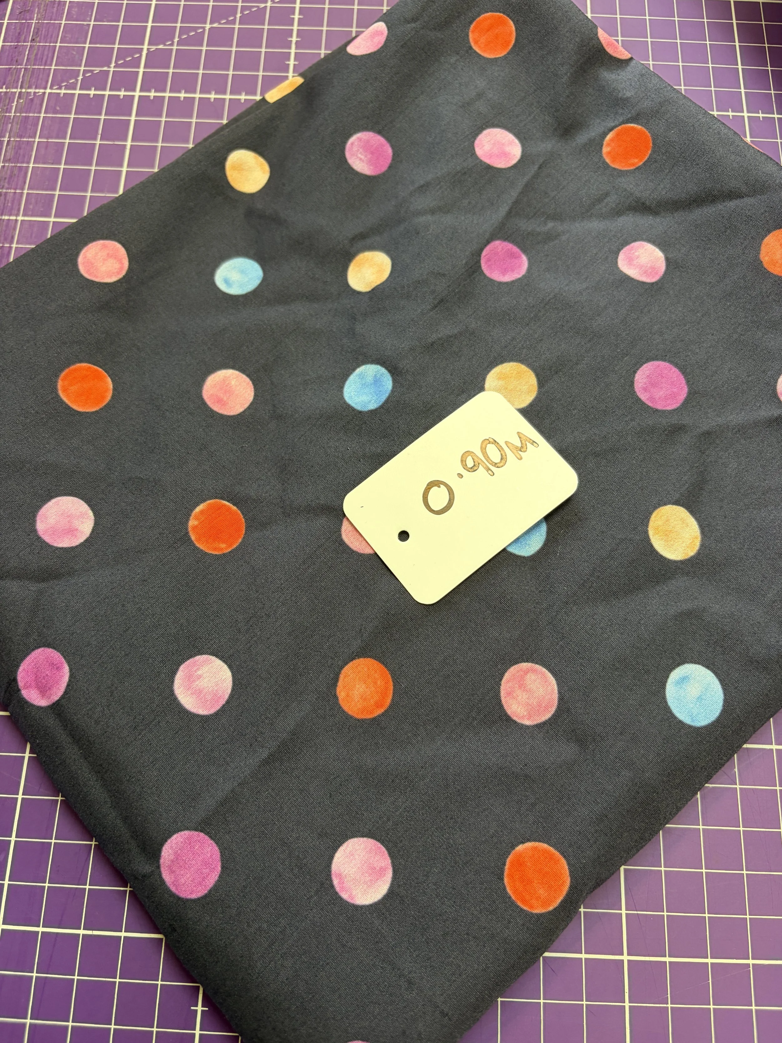 90cm Navy Polka dot Cotton Poplin