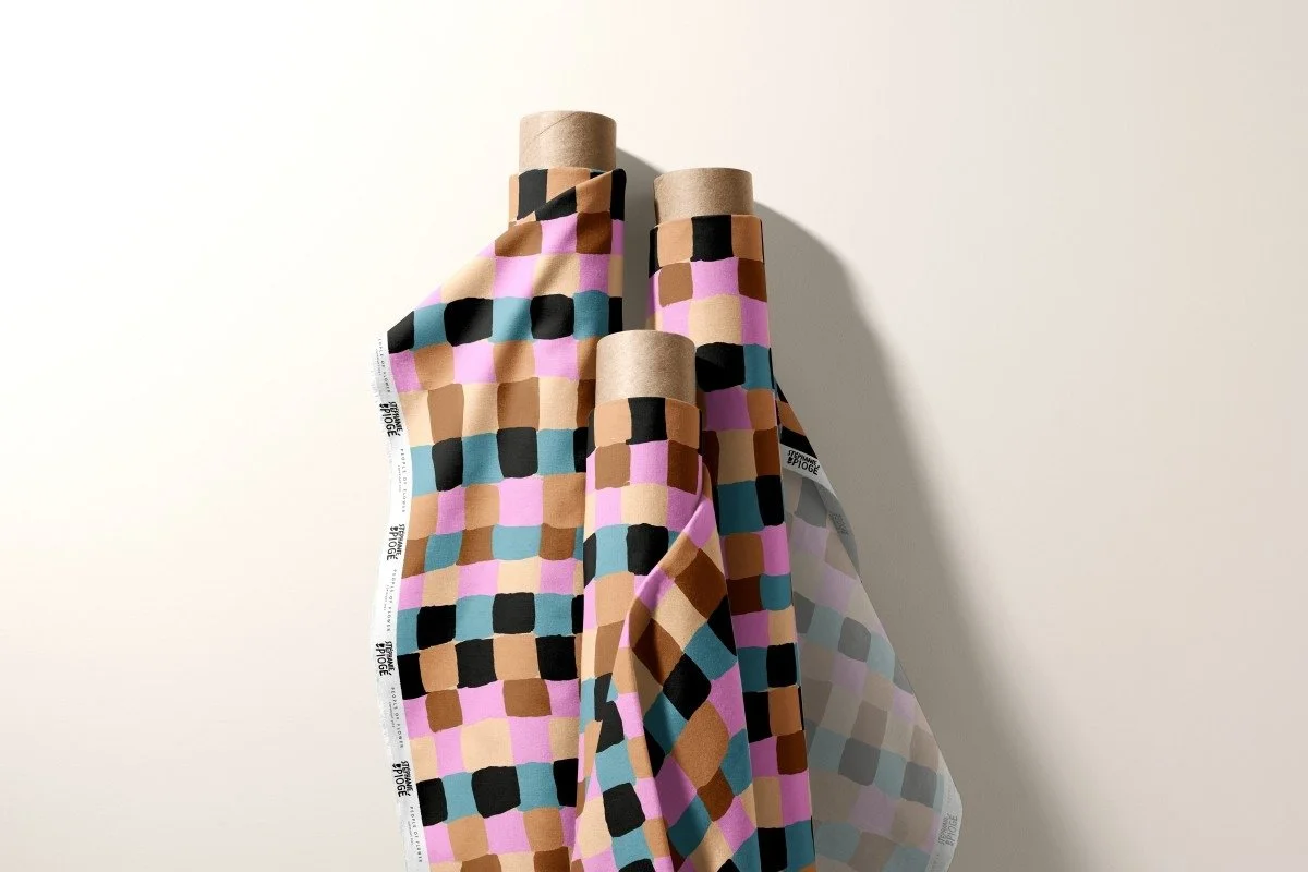 Squares - Pink, Double gauze - STÉPHANIE PIOGÉ