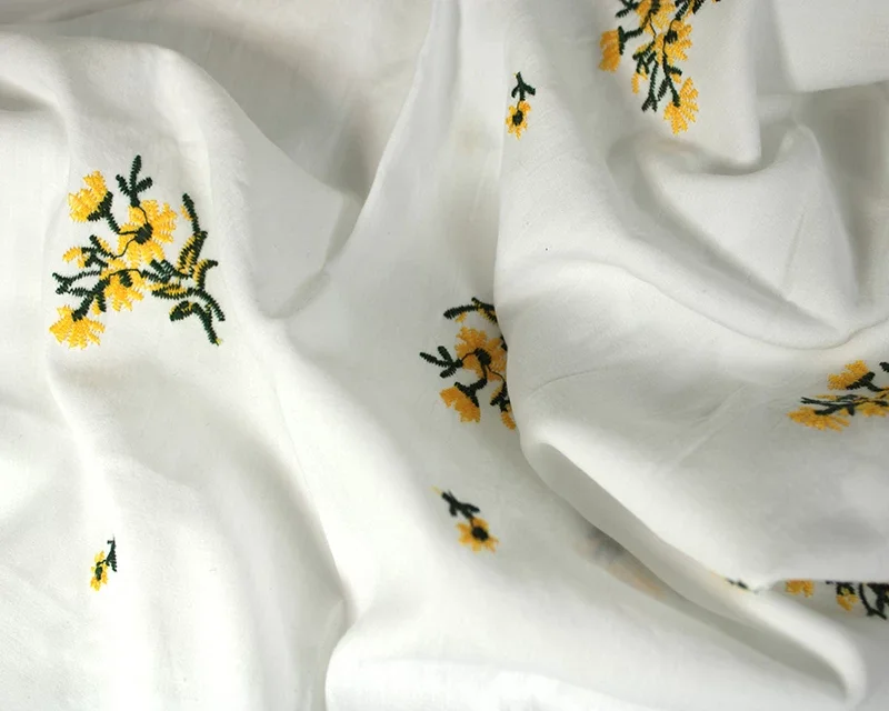 Sunny Side Stitch — Embroidered Cotton with Yellow Florals