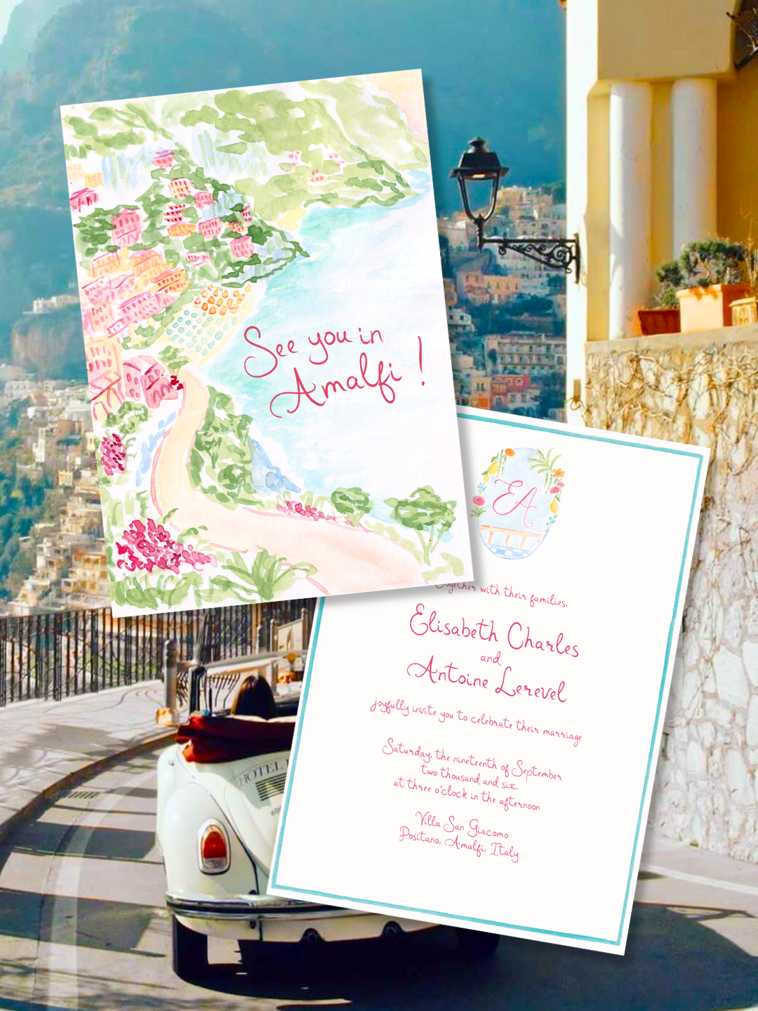 Save the Date mariage en italie amalfi coast dolce vita