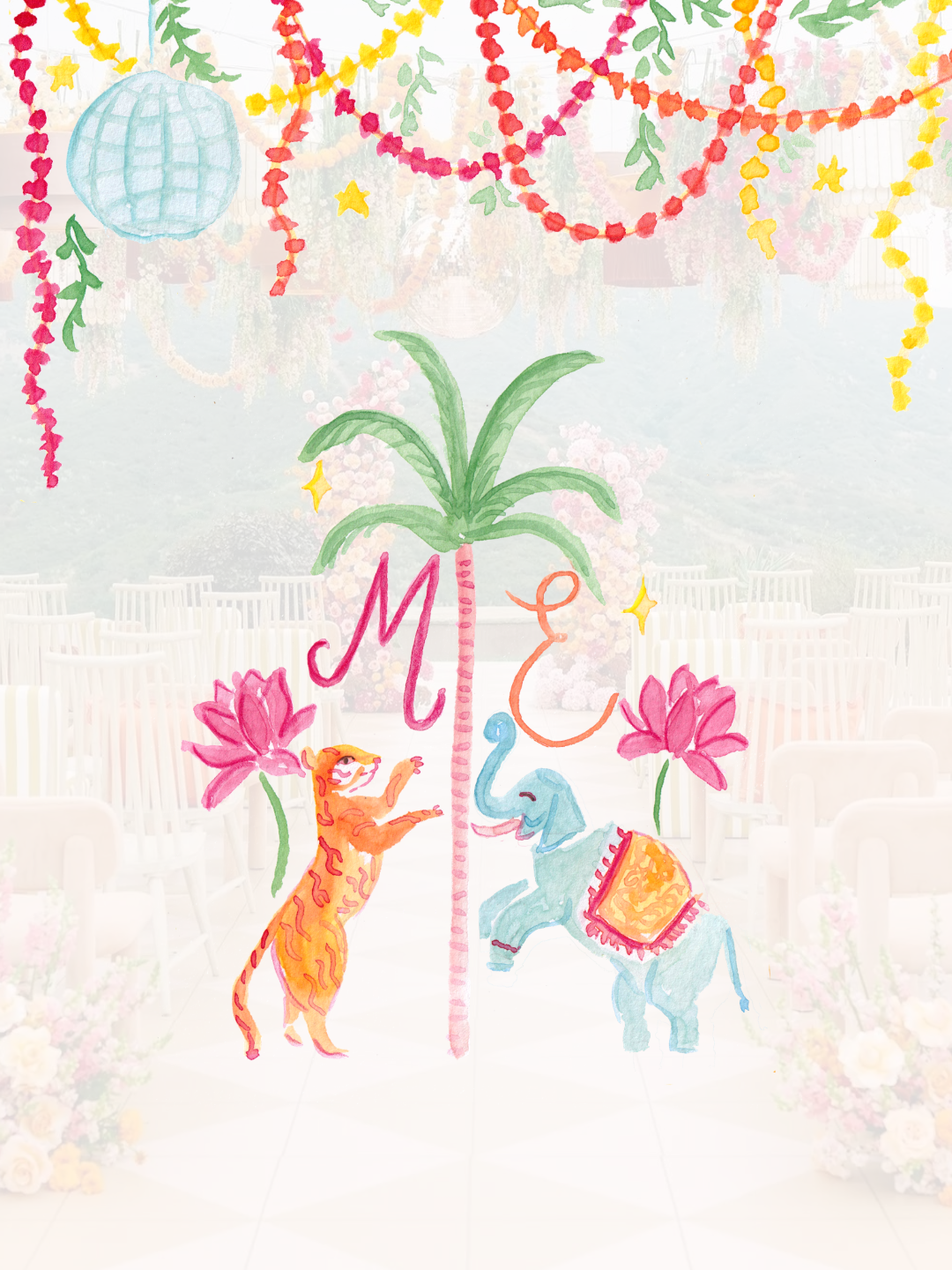 Couple logo indian theme elephant and tiger