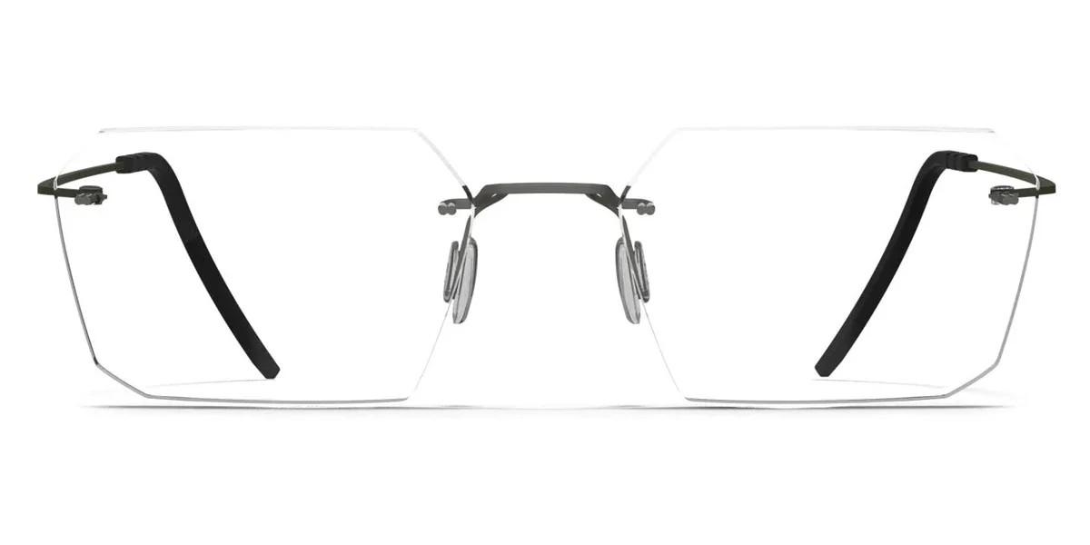 Pair of rimless sunglasses with black ear straps and adjustable nose pads on a white background.