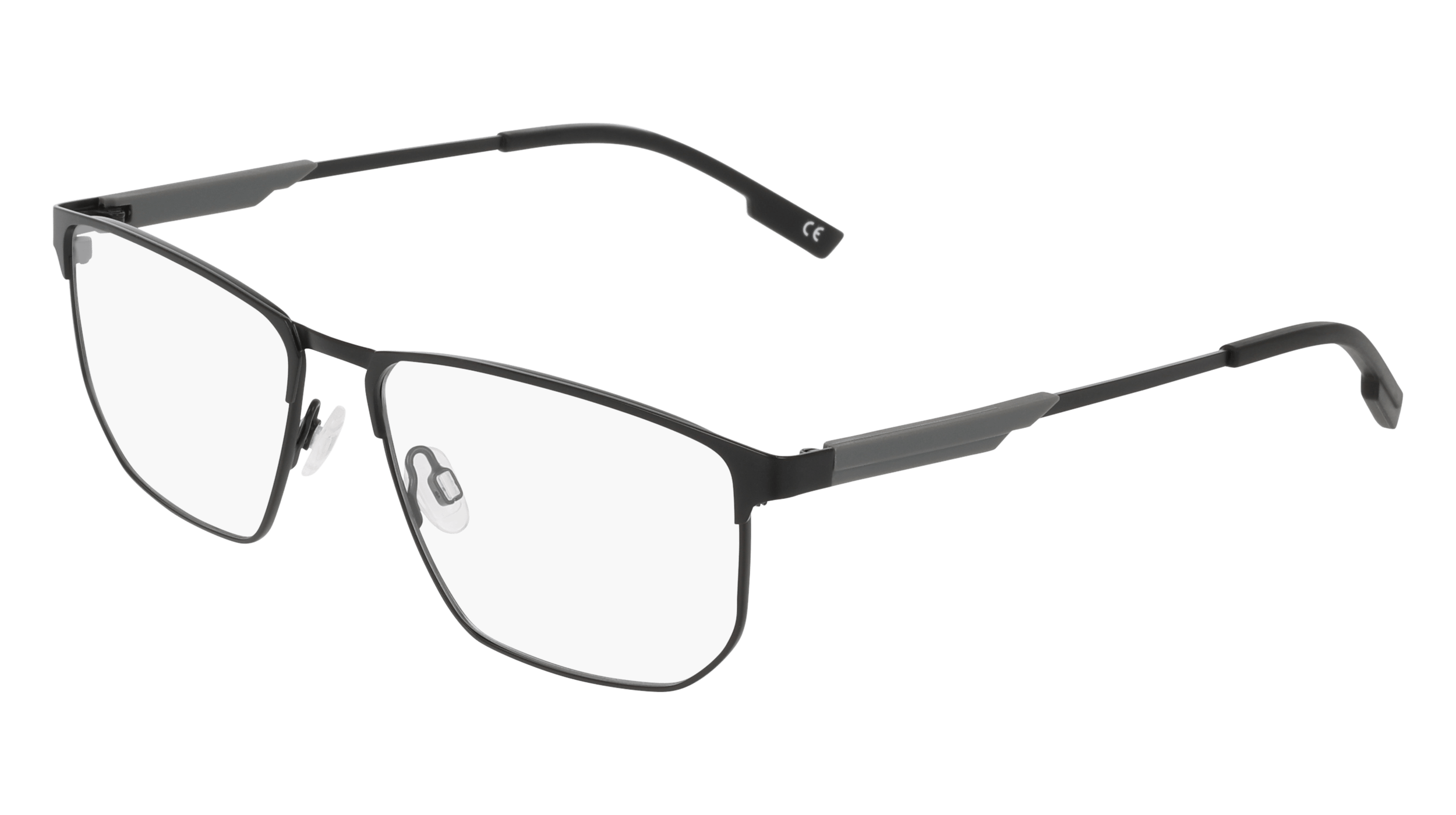 Gray sports sunglasses with black frame and dark lenses on a black background