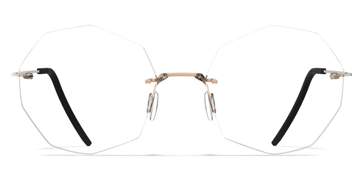 Fashionable eyeglasses with large octagonal clear lenses and black temples, metal frame details.