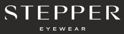 Logo for Stepper Eyewear with black background and white text