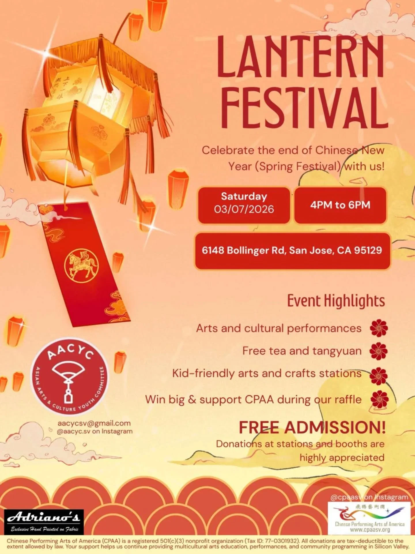 Save the date &mdash; 1 week away! 🏮 We're celebrating 元宵节 (Yu&aacute;nxiāo Ji&eacute;), the Lantern Festival, at CPAA Arts Center!
🌕 What is the Lantern Festival- it marks the final day of the traditional Lunar New Year celebration, falling on the