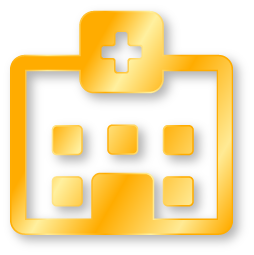 Icon of a medical facility or hospital with a cross on top
