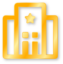 Gold and black award or trophy with a star at the top.