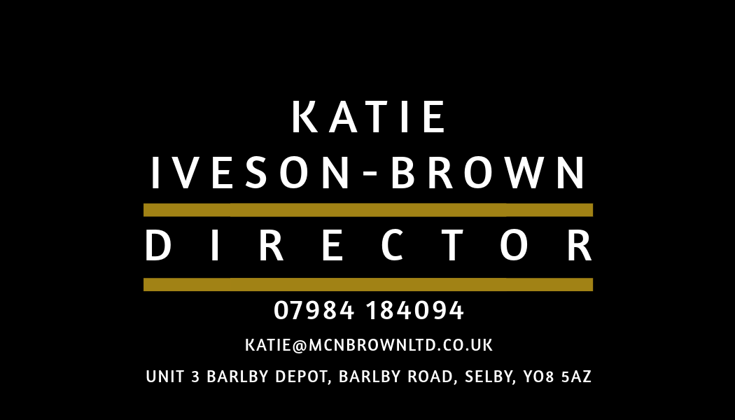 Name card for Katie Iveson-Brown, Director, with contact details including phone, email, and address.