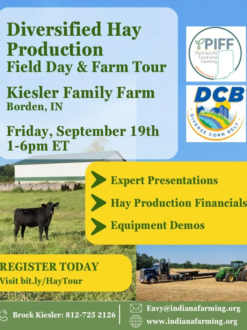 Only 4 more days until our Diversified Hay Production Field Day at Kiesler Family Farm!

We have a full day of farmer-to-farmer learning, expert speakers, and practical tips for how to diversify your farm with hay and other rotations to support soil 