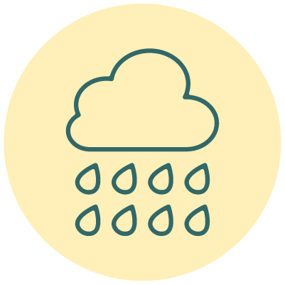 Cloud raining with multiple rain drops.