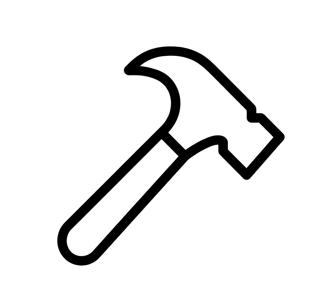 Line drawing of a hammer.