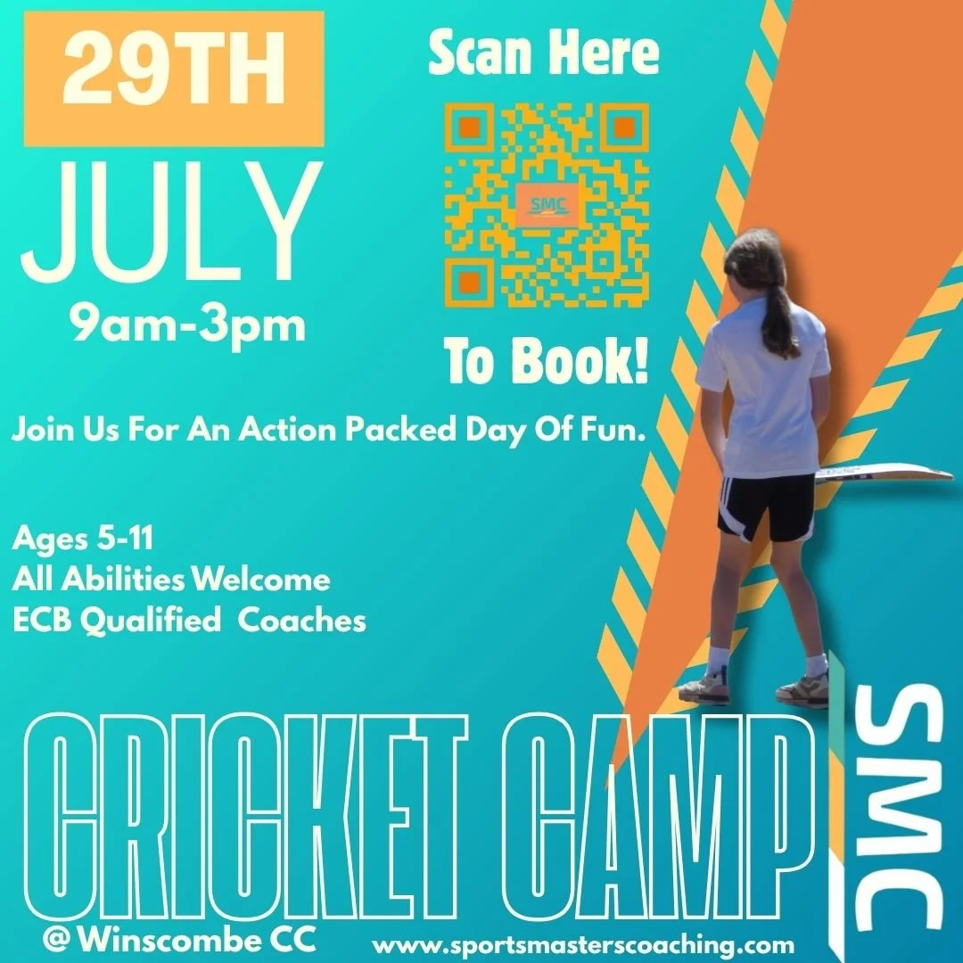 Join Us for a Fun Cricket Day at @Winscombe Cricket Club
Tuesday, 29th July
Winscombe Cricket Club
Open to all players aged 5–11, of all abilities!
We're excited to team up with our new friends at Winscombe CC for a fantastic day of cricket