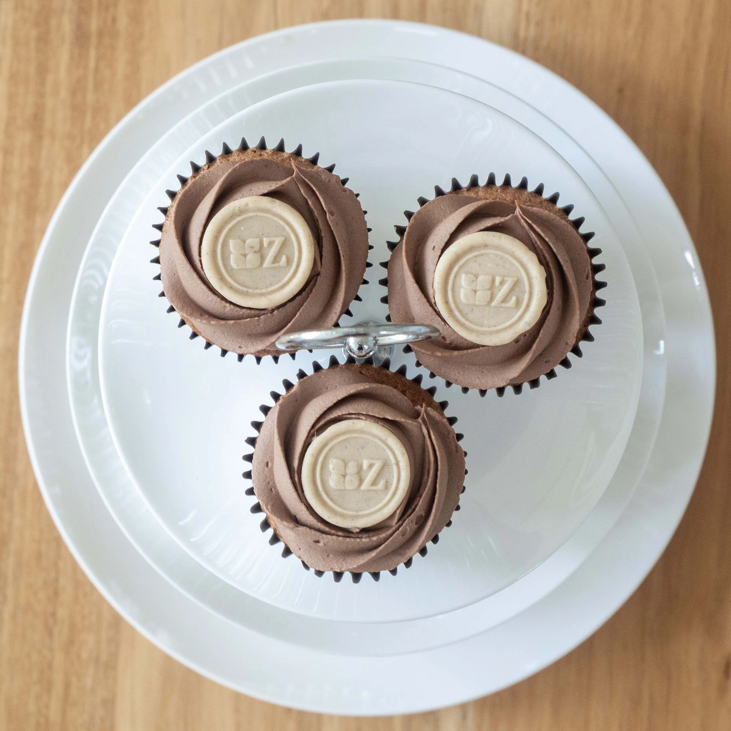 three speculaas and chocolate cupcakes from above