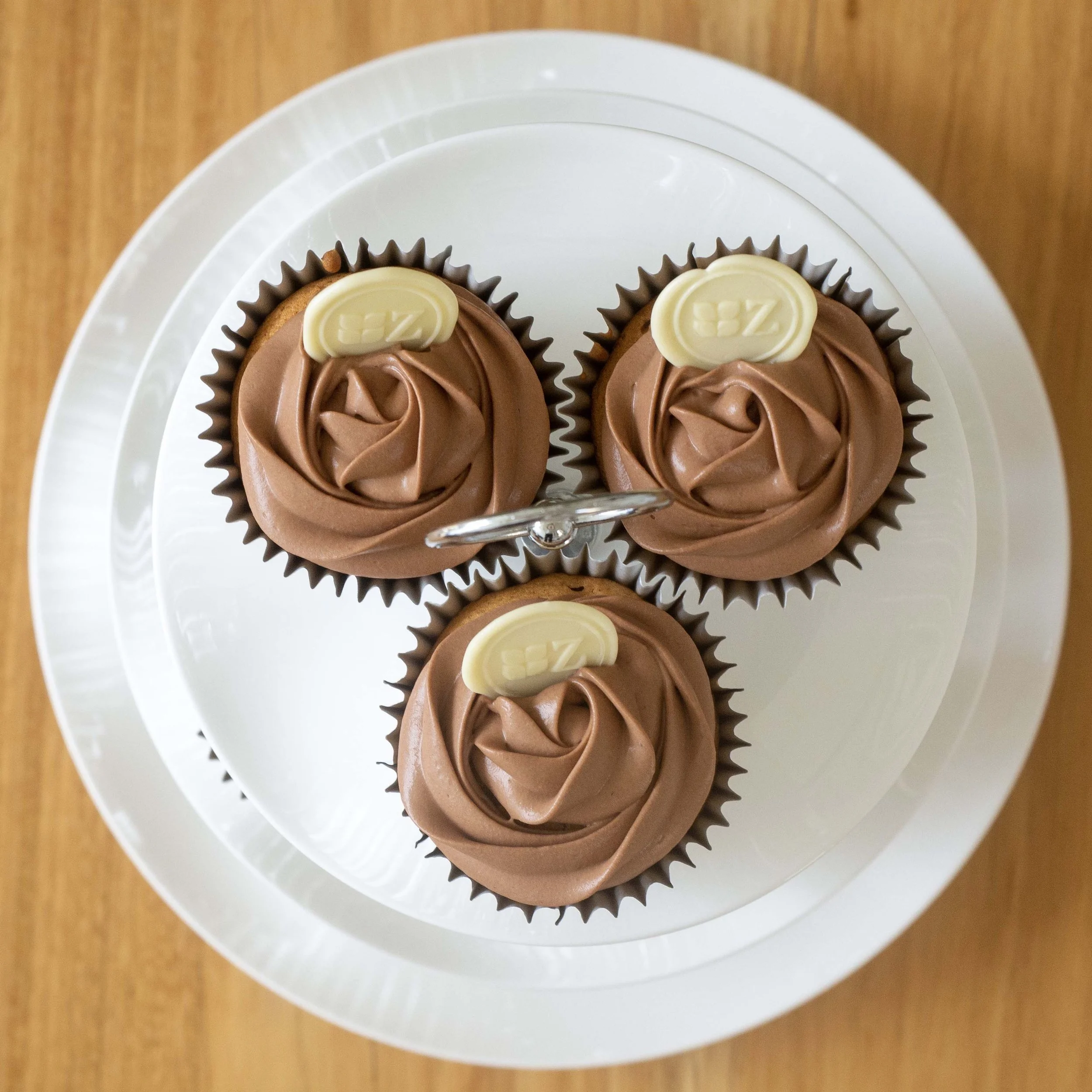 three speculaas and chocolate cupcakes from above