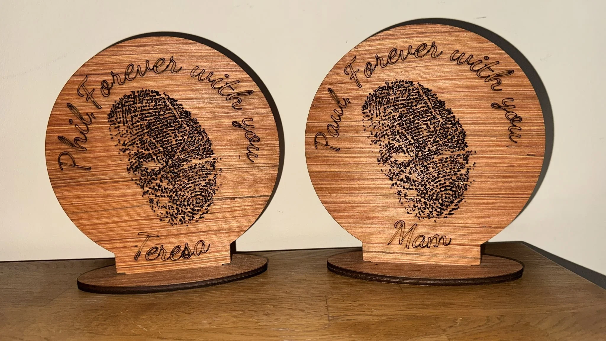 Commissioned Item of Personalised Fingerprint Mementos