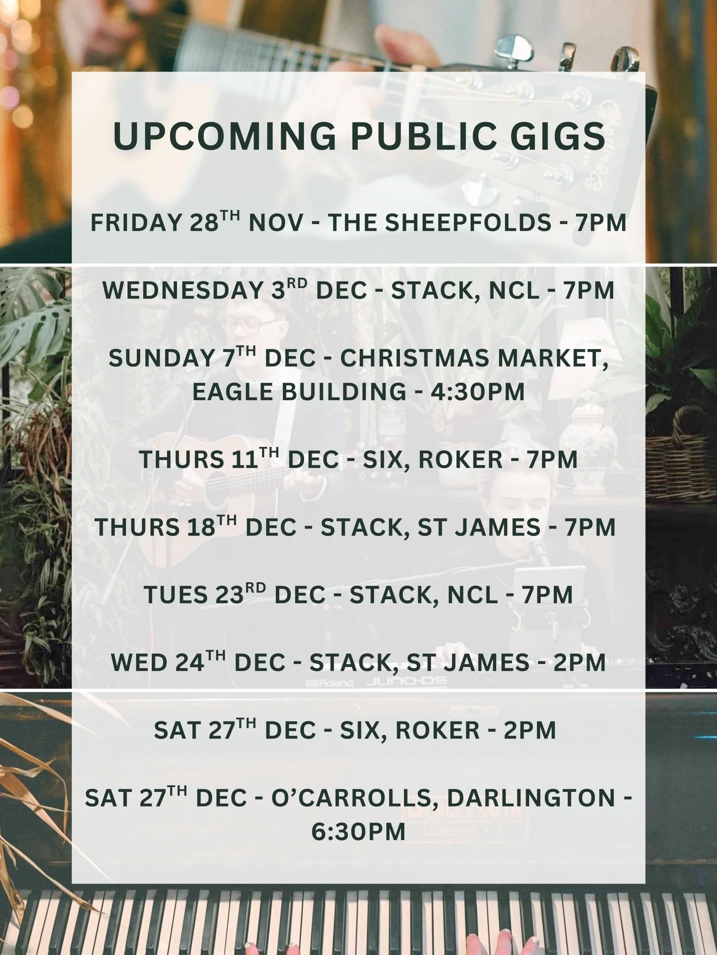 Upcoming Public Gigs! Here&rsquo;s where you can catch us during the festive season! 🎶🎄🎅🏼
