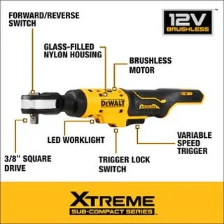 DEWALT XTREME 12-volt Max Variable Speed Brushless 3/8-in Drive Cordless Ratchet Wrench