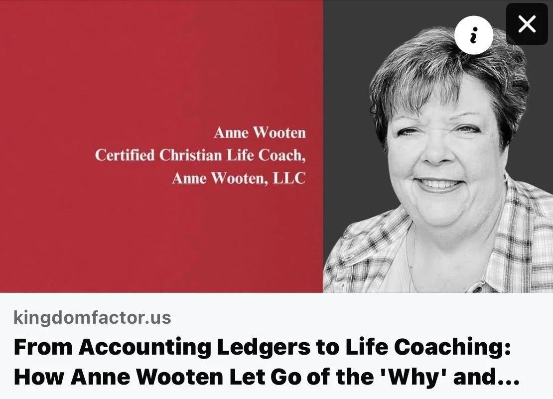I&rsquo;m honored and grateful to be featured in an article written by Apryl Morin for Kingdom Factor.

This story shares part of my journey from accounting ledgers to Christian life coaching, published author, learning to let go of the &ldquo;why,&r