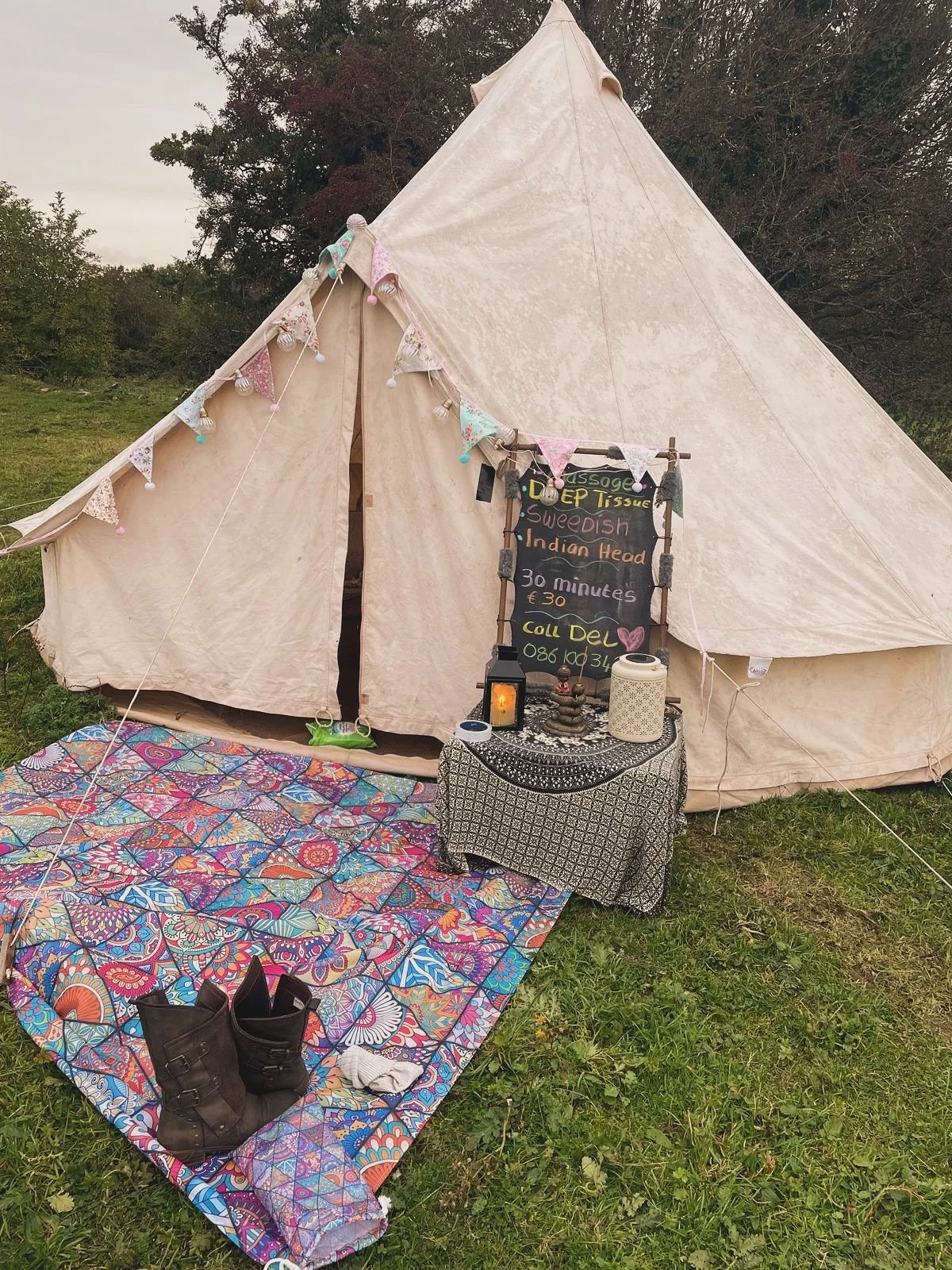 In the Wellness Area, there was a beautiful, gentle and welcoming set-up from Edel @yourspaceyogaysy 

Lovely Edel has over 20 years experience in Massage 
Indian head
Swedish 
Deep Tissue
Lymphatic drainage
She has been teaching yoga for the past 5 