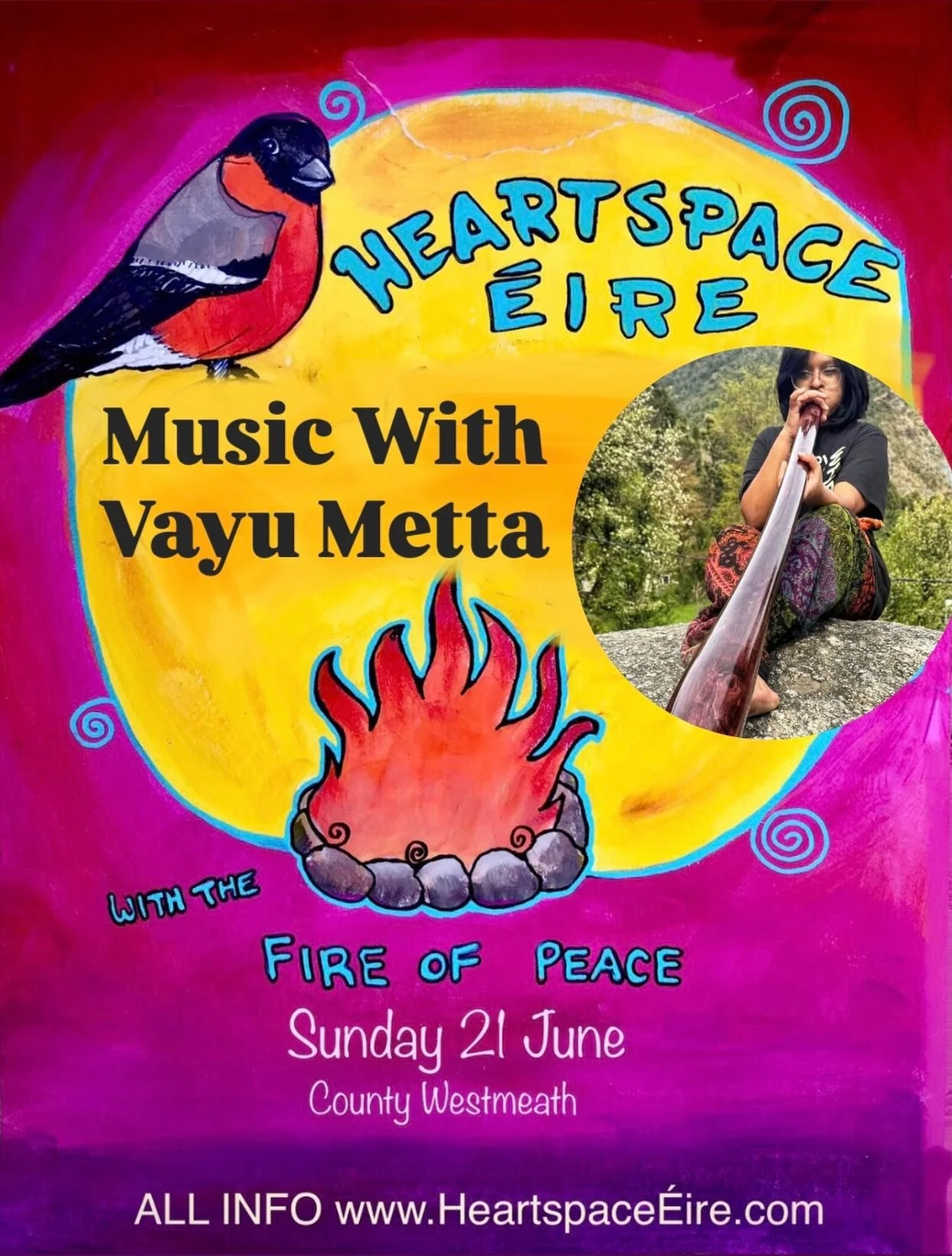 Looking forward to having Vayu Metta play her beautiful music at the Fire of Peace, Uisneach this Summer Solstice! 

Vayu Metta is a didgeridoo player based in Ireland, creating grounding sound journeys through breath, rhythm, and deep vibration.

Th