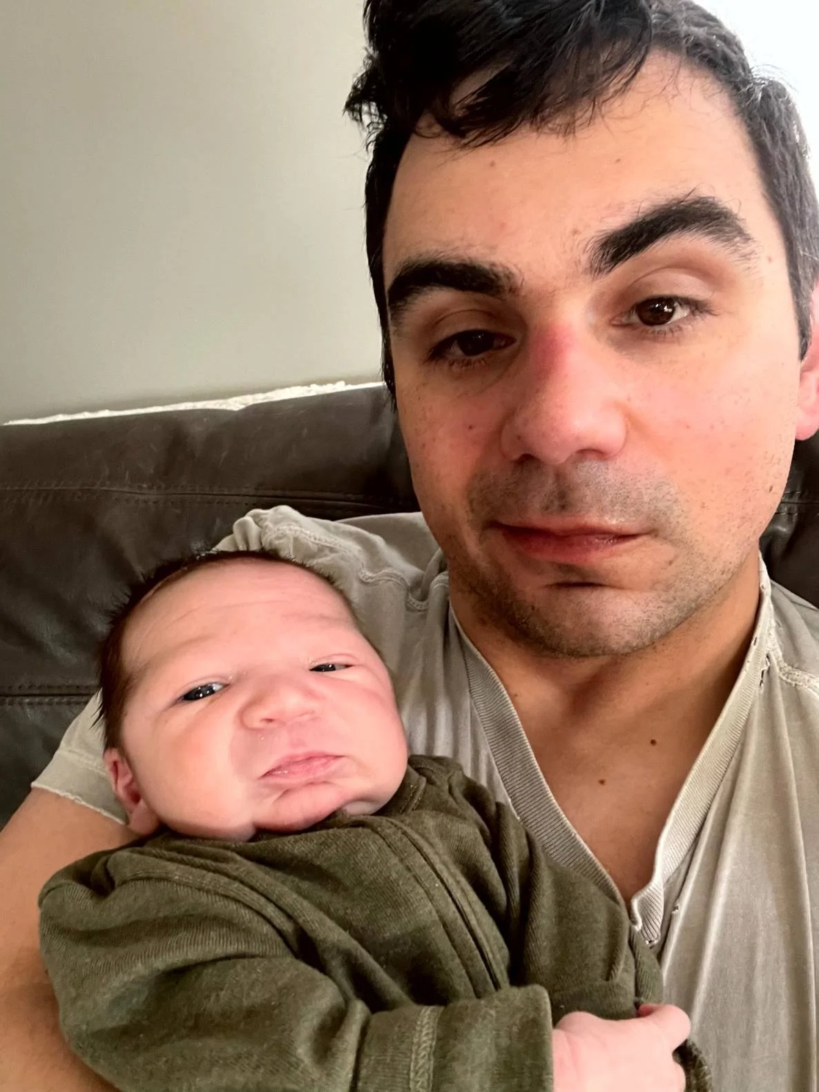 He was born with hair like dad.