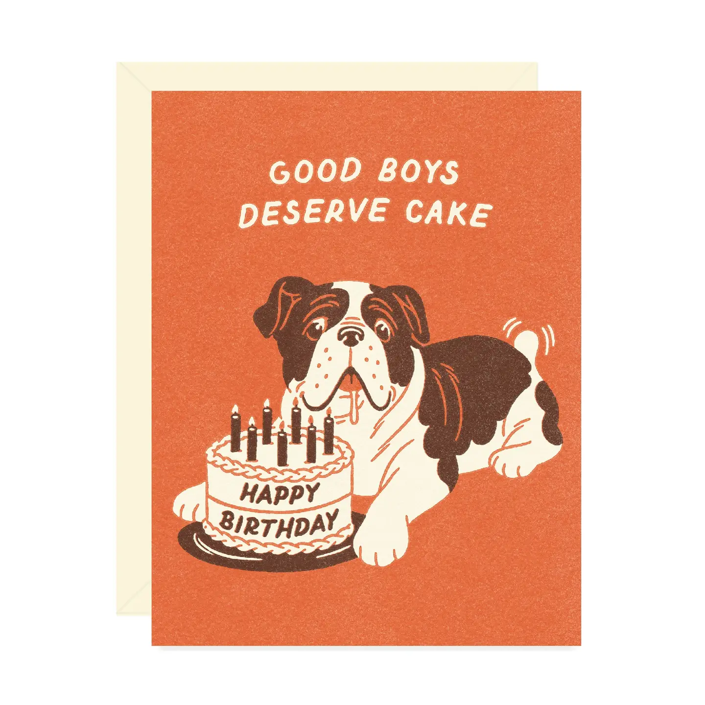 Bulldog & Birthday Cake Card