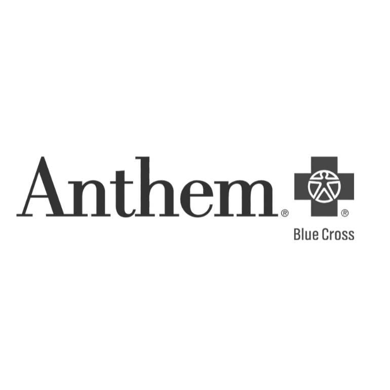 Anthem Blue Cross logo with a cross and a circular emblem inside, and the text 'Anthem.' and 'Blue Cross'.