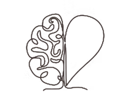 A line drawing of a heart with a brain inside it, symbolizing a sensory-based approach.