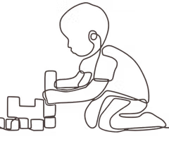 A child playing with building blocks on the floor.