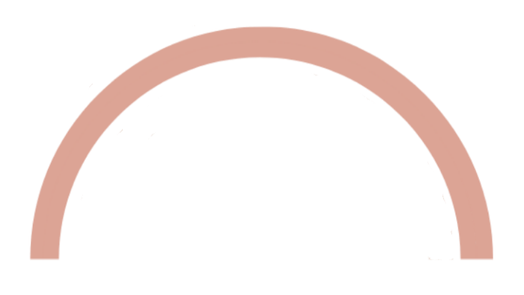 Close-up of a pastel - pink rainbow semi-circle, against a blurry background symbolizing an arc that is part of the rainbow logo.