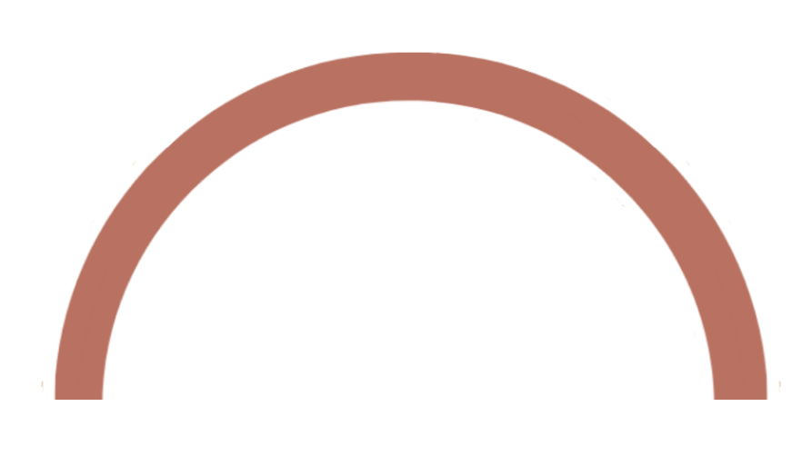 Close-up of a brown rainbow semi-circle, against a blurry background symbolizing an arc that is part of the rainbow logo.