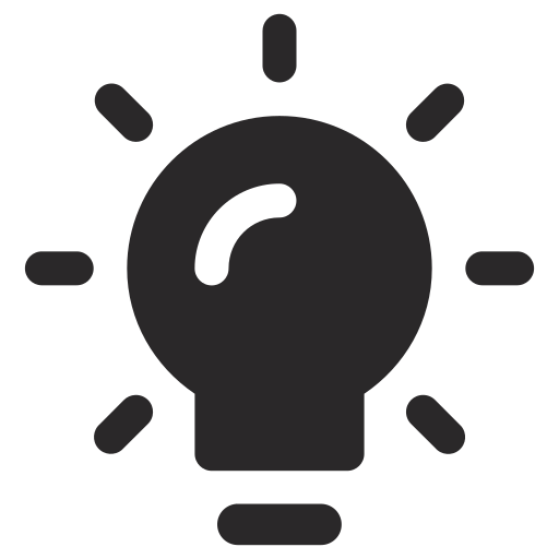 Light bulb icon with rays around it, symbolizing an idea or innovation