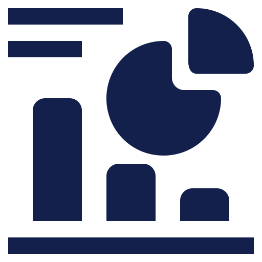 Icon of a person with a pie chart on a screen, representing data analysis or statistics.