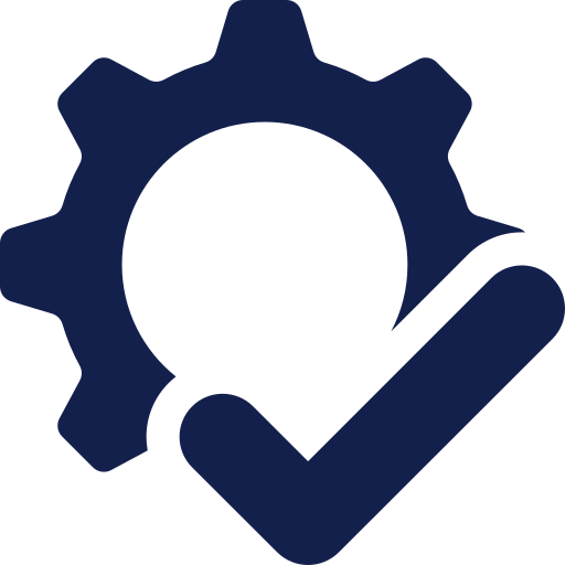 Icon of a gear with a check mark