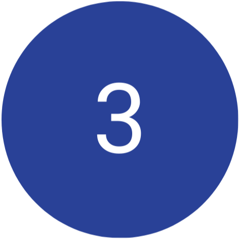 A blue circle with the number 3 in white centered in it.