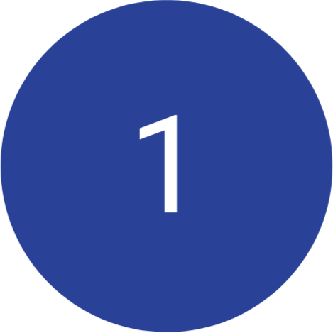 Blue circular badge with the number 1 in white.