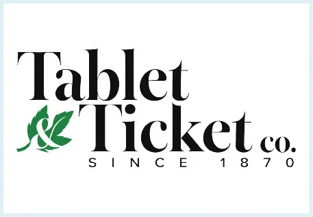 Logo of Tablet & Ticket Co. with a green maple leaf, established in 1870