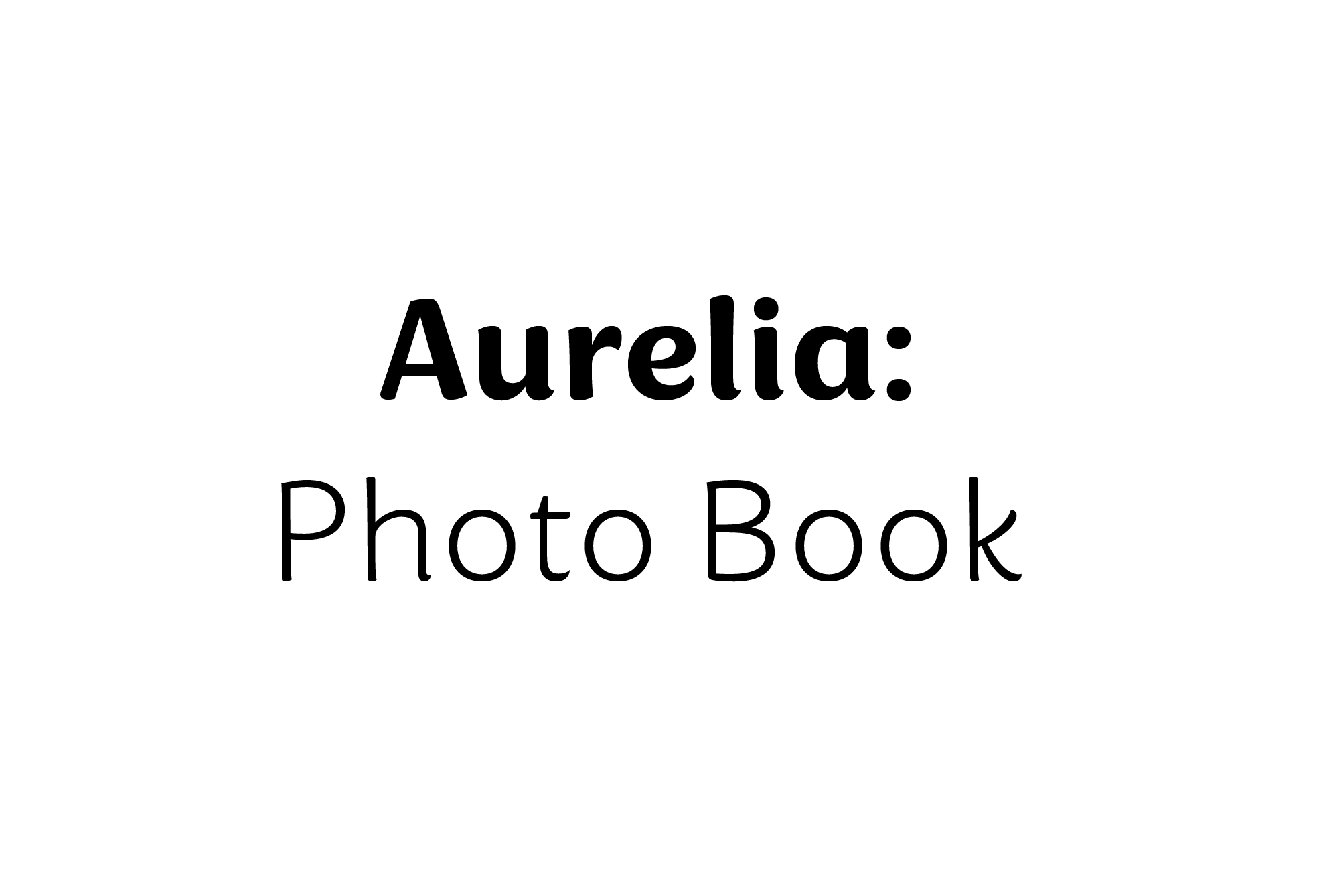 Cover of a photo book titled 'Aurelia' with subtitle 'Photo Book' on a white background.