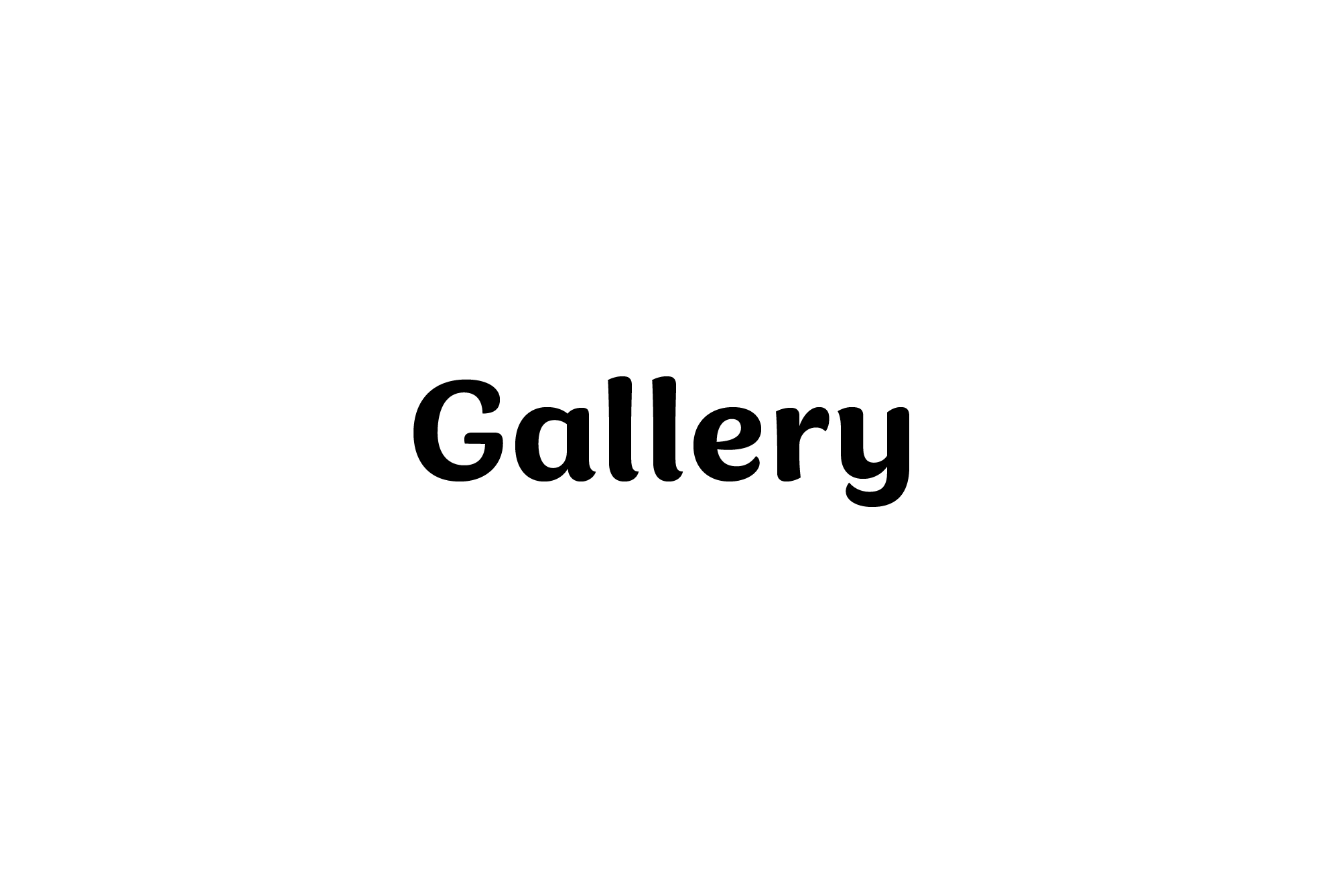 Gallery sign with the word 'Gallery' in bold black letters on a white background.