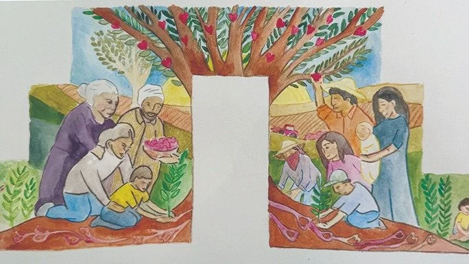 New collab with @onthemovebayarea + the Coalinga-Huron Family Engagement Center! I designed a wrap-around &ldquo;Doorway to Opportunity&rdquo; mural&mdash;8 plywood panels turned into a paint-by-number party. We sent the boards down with the lovely A