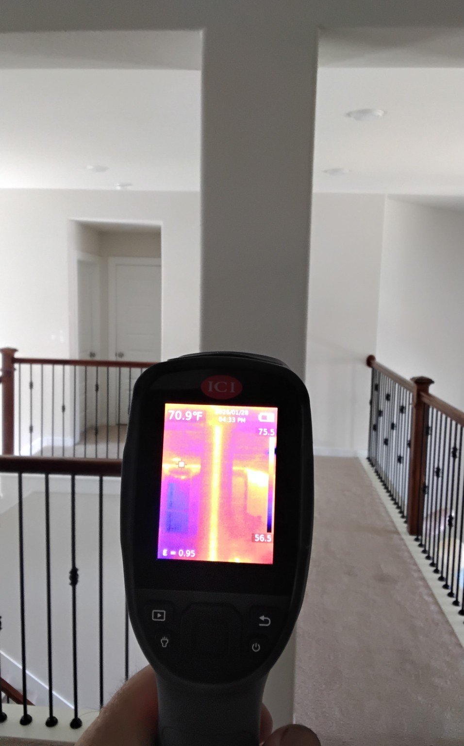 Thermal imaging used during a certified chimney and fireplace inspection.