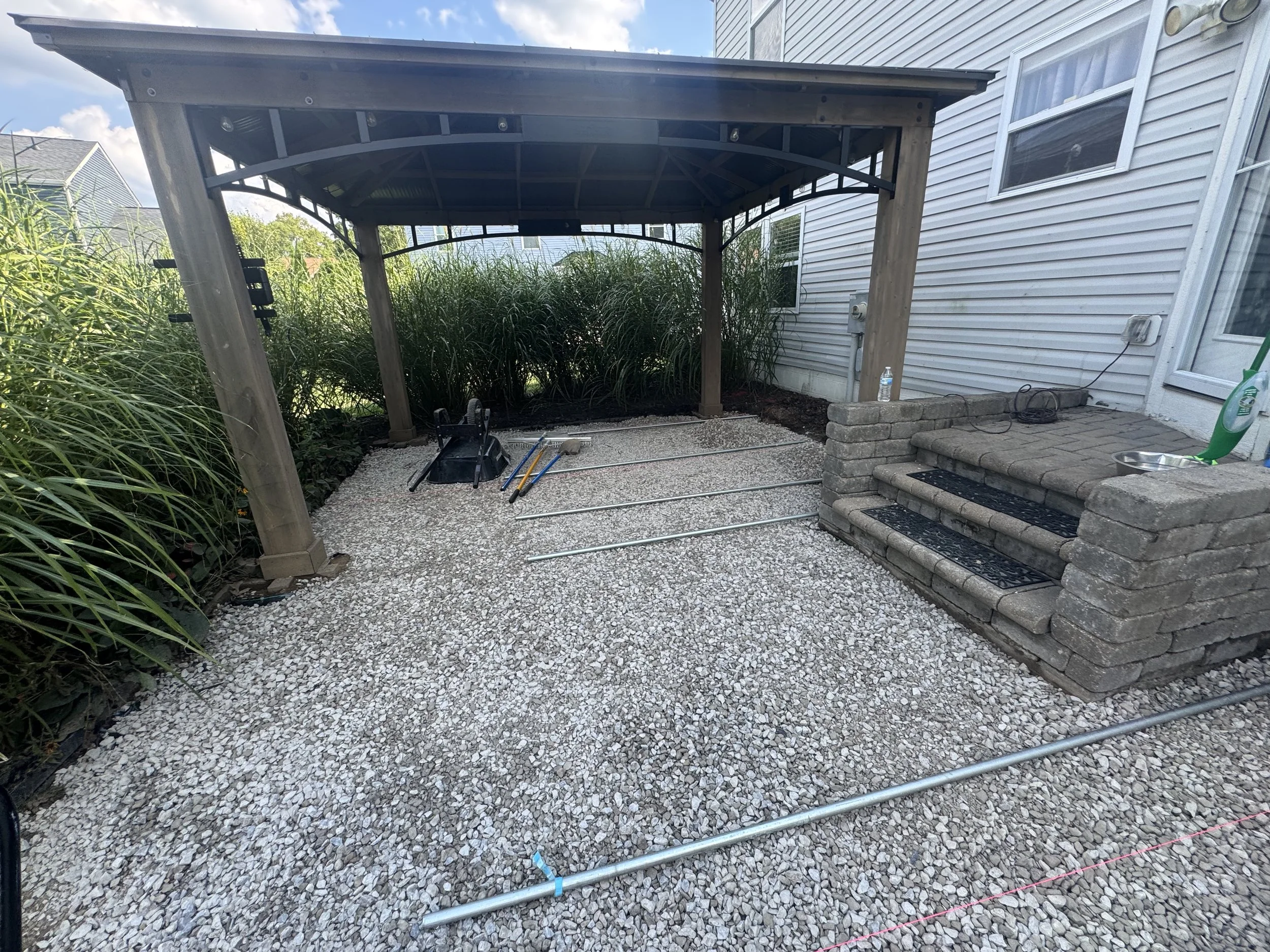 grading out the patio base