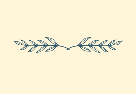 A decorative line with intertwined leaves on a beige background.