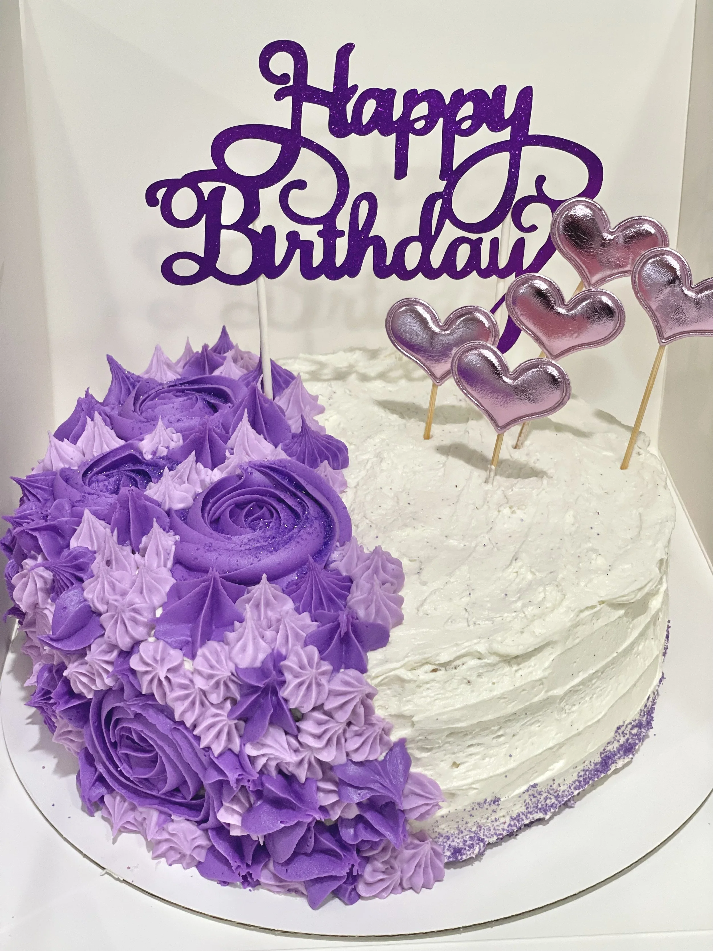 two-layer vegan vanilla cake with buttercream