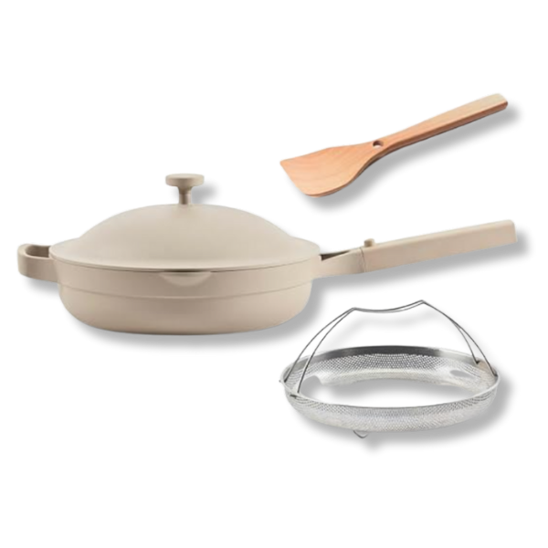 10.5" Ceramic Pan with Modular Lid, Steamer Basket & Spatula