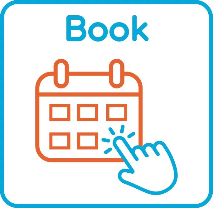 Icon depicting a hand clicking a calendar date