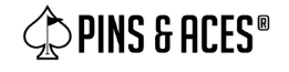 Pins & Aces logo featuring a spade symbol and the text 'Pins & Aces'.